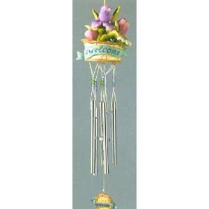 com Wind Chime   Welcome Flower Basket of Sculpted Flowers Wind Chime 