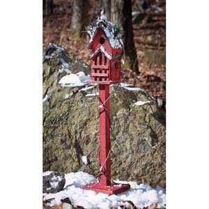  Red Pickets Holiday Birdhouse Patio, Lawn & Garden