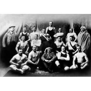  Group of Russian Wrestlers 12X18 Art Paper with Black 
